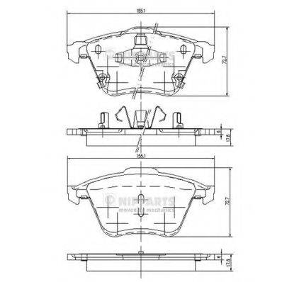 Комплект гальмівних колодок, дискове гальмо NIPPARTS J3603067