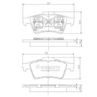 Комплект гальмівних колодок, дискове гальмо NIPPARTS J3611045