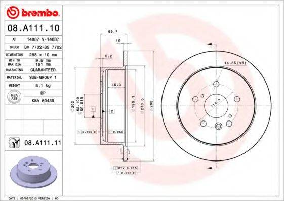 гальмівний диск BREMBO 08.A111.11